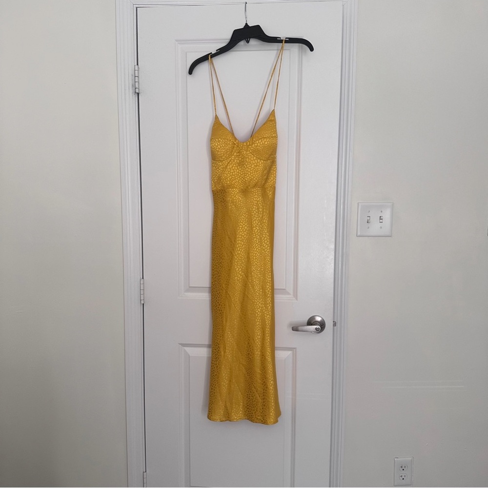 NWT - JAUS Yellow Satin Slip Dress S - Picture 3 of 9
